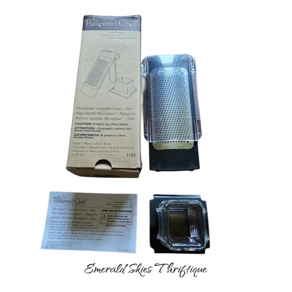 Pampered Chef Microplane Adjustable Grater Fine #1105 with box. Free shipping